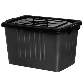 Container Plástico N°06 Com Trava e Alça 77 Litros Preto