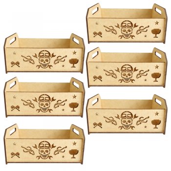Jogo 6 Caixinhas em MDF com Recorte Caveira Motoqueira