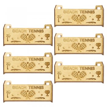 Jogo 6 Caixinhas em MDF com Recorte “Beach Tennis”