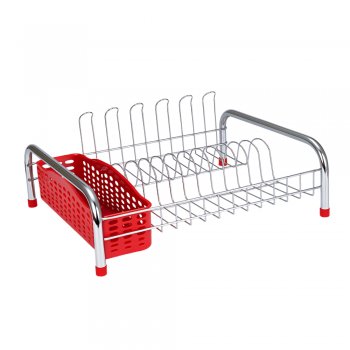 Escorredor de Louças Estilo com Porta-Talheres e Porta-Copos - Vermelho