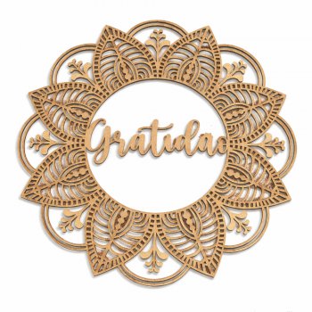 Mandala Gratidão 30 Cm em MDF