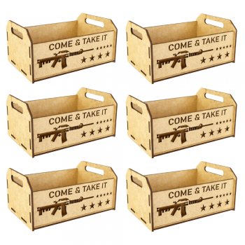 Jogo 6 Caixinhas em MDF com Recorte “Come & Take It”