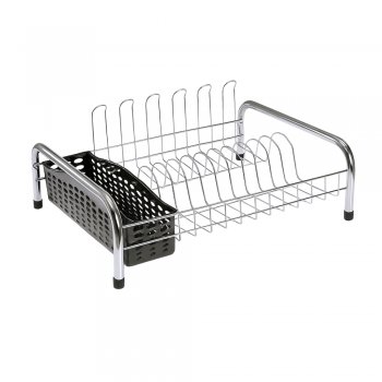 Escorredor de Louças Estilo com Porta-Talheres e Porta-Copos - Preto
