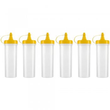 Jogo 6 Bisnagas de Mostarda Plástica 250ml para Molhos