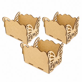 Jogo 3 Caixas em MDF com Alças de Borboleta