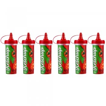 Jogo 6 Bisnagas Plástica Decorada 250ml para Ketchup