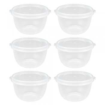 Jogo 6 Potes Redondo 500 ML com Tampa Transparente
