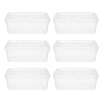 Jogo 6 Potes Organizadores Retangular 500 ML Transparente