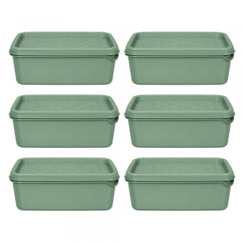 Jogo 6 Potes Organizadores Retangular 500 ML Menta