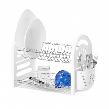 Secador de Louças Mimo Duplo com Porta Talheres - Branco