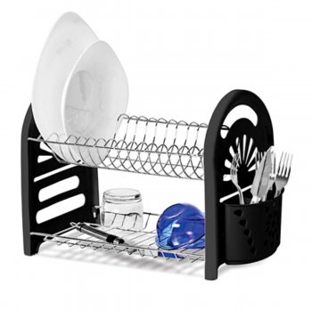 Secador Mimo Duplo com Porta Talher – Aço cromado com Preto