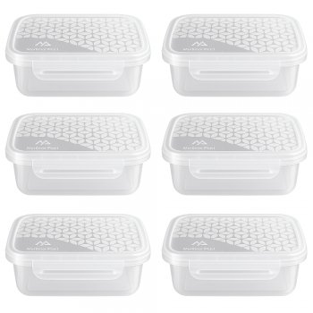 Jogo 6 Potes Organizadores Retangular 800 ML c/ Travas Laterais Transparente