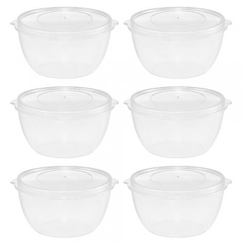 Jogo 6 Potes Organizadores Redondos 2,8 Litros Transparente