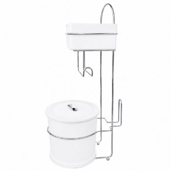 Suporte de Papel Higiênico com lixeira e Porta-Lenços Umedecidos Branco