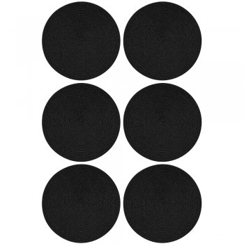 6 Lugares Americanos Redondo 38 cm Preto Polipropileno