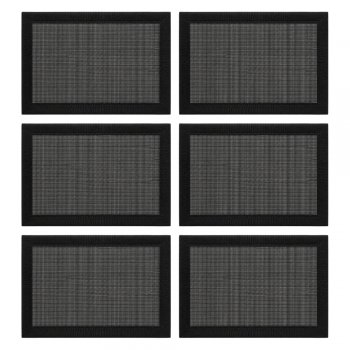 6 Lugares Americanos 30x45cm Preto em Poliéster