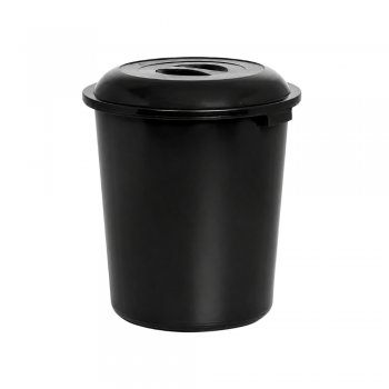 Cesto Fechado Preto com Tampa 27 Litros