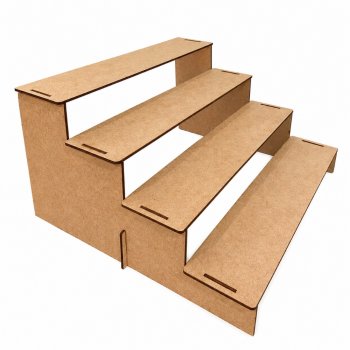 Escada Expositor Decoração de Mesa para Doces e Lembrancinhas em MDF Cru