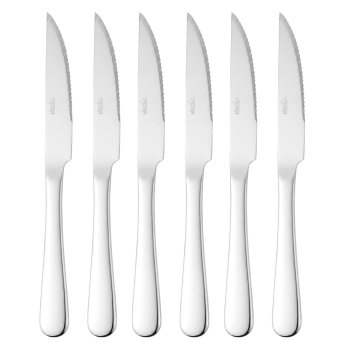 6 Facas de Churrasco Inox Pesado com Ponta Linha Monet