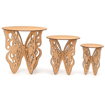 Trio de Boleiras Borboletas Elevadas para Doces e Bolos