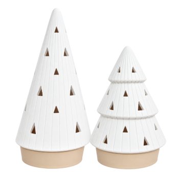 Jogo 2 Árvores Natalinas Com LED – Mini Árvores De Natal Iluminadas Para Mesa E Decoração