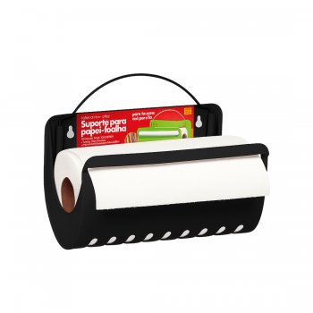 Suporte para Papel Toalha Cromo Colors - Preto