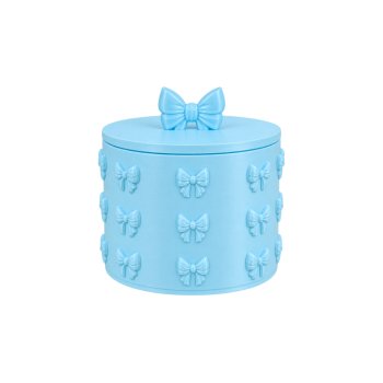 Organizador Multiuso Pequeno Azul Com Tampa E Laços Decorativos