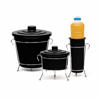 Kit Pia 3 Peças Cromo Colors - Preto