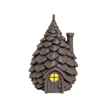 Mini Casinha Pinha Marrom Natalina Iluminada Com LED