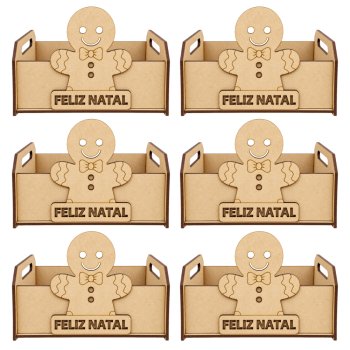 Jogo 6 Caixinhas Pequenas Tema Natal com Aplique de Biscoito