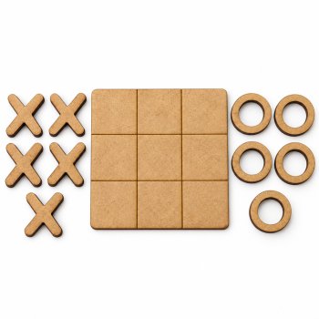 Jogo da Velha em MDF Cru com Tabuleiro e Peças Pequenas