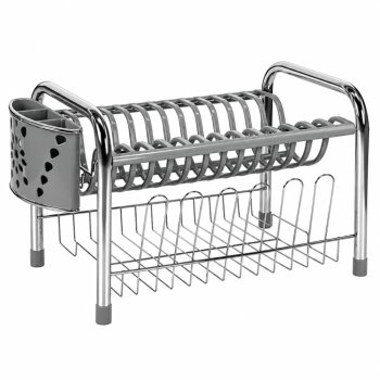 Escorredor de Louças Tubo com Porta-Talheres e Copos Chumbo
