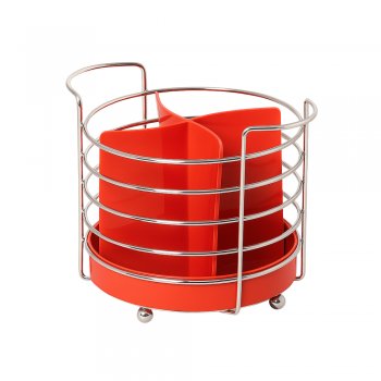 Porta Talher Redondo 4 Divisórias - Vermelho