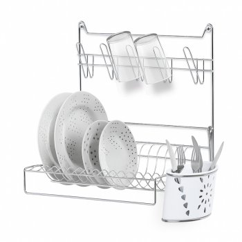 Secador Master de Parede com Porta Talheres e Copos - Branco