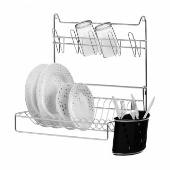 Secador Master de Parede com Porta Talheres e Copos - Preto