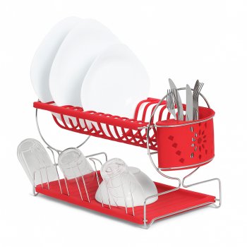 Secador Master Arame com Porta Talheres e Copos - Vermelho