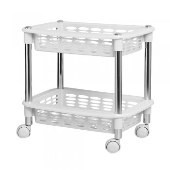 Fruteira / Organizador Cromo Colors Duplo Retangular com Rodinhas - Branco