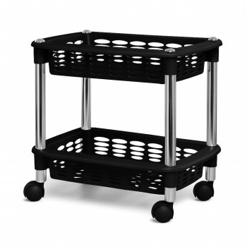 Fruteira / Organizador Cromo Colors Duplo Retangular com Rodinhas - Preto