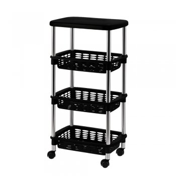 Fruteira / Organizador Cromo Colors Retangular com Tampo - Preto