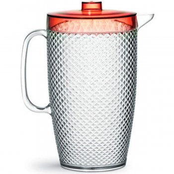 Jarra Diamante Crystal Acrílico Transparente Vermelho 3L