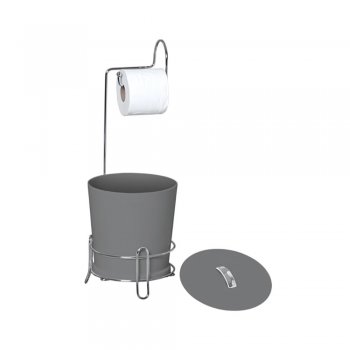 Suporte para Papel Higiênico Com Lixeira Chumbo