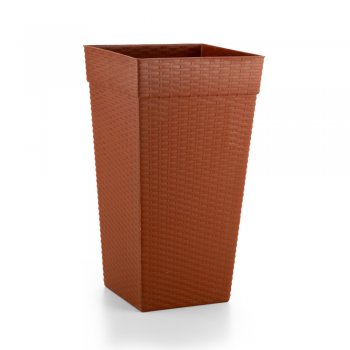 Vaso Quadrado Coluna Rattan Pequeno 10L Cerâmico