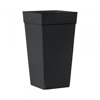 Vaso Quadrado Coluna Rattan Pequeno 10L Preto