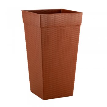 Vaso Quadrado Coluna Rattan Grande 28L Cerâmico