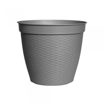 Vaso Redondo Estilo Vime Borda Reta 14,5L Cinza