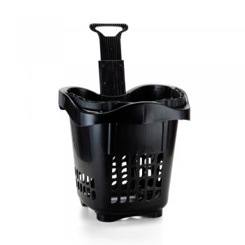 Cesta de Mercado Multiuso com Rodízio 30 Litros - Preto