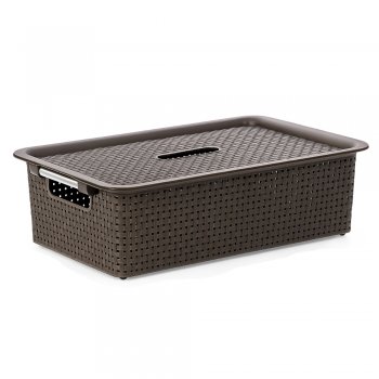 Cesto N°04 Organizador Rattan com Tampa - Marrom