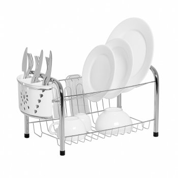 Escorredor de Pratos Secador Rei com Porta Copos e Talheres Mimo - Branco
