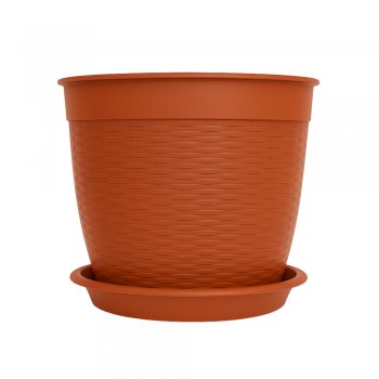 Vaso Redondo Estilo Vime 21L Com Prato N°3 30cm – Cerâmico