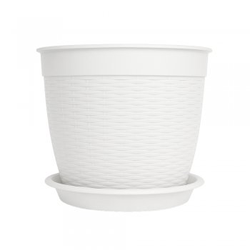 Vaso Redondo Estilo Vime 21L Com Prato N°3 30cm – Marmorizado